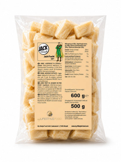 JACK's Jackfrucht Pur — vegane Jackfruchtstücke in Salzlake, 600 g