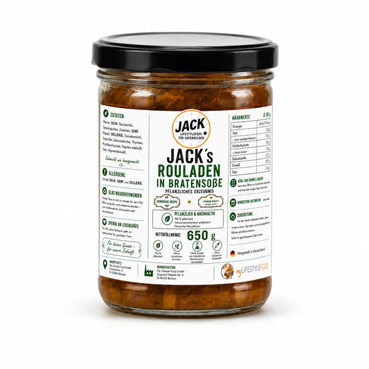 JACK's vegane Rouladen in Bratensoße — pflanzliche Hausmannskost im Glas, 650 g
